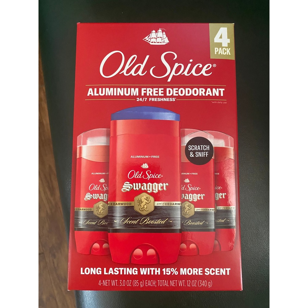 Old Spice Deodorant Men 4 Pack 3oz Swagger New Aluminum Free Cedarwood Scent Boo